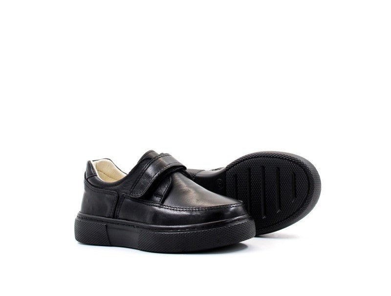 Boys Black Leather School Shoes – Velcro Closure