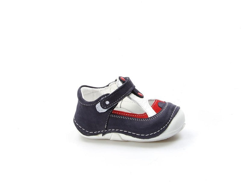 Baby Boys Navy, White & Red Leather Shoes