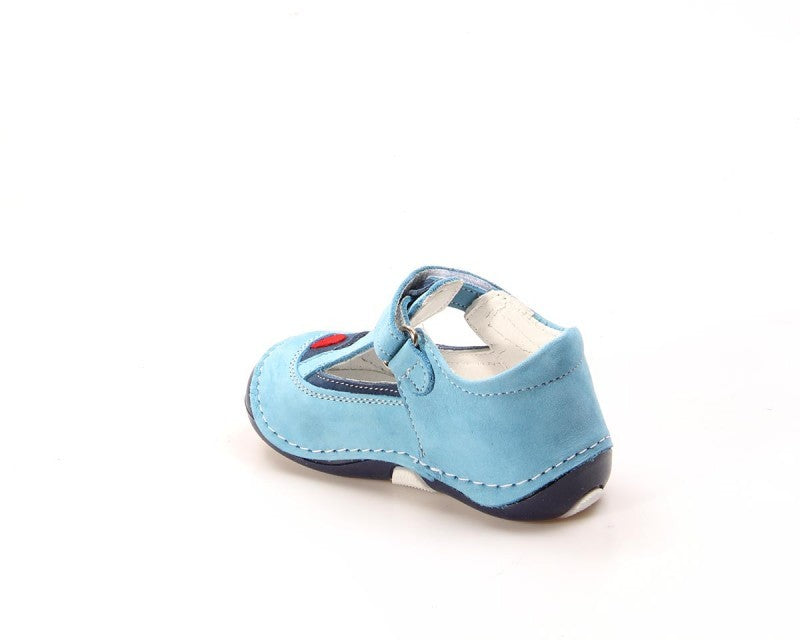 Light blue children's shoe on a white background