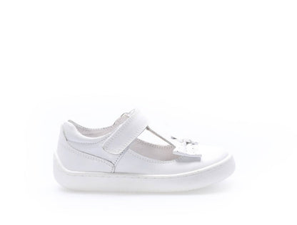 Girls White Leather Shoes with Bow