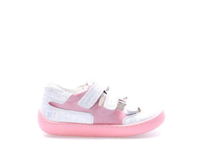 Girls Pink & White Leather Sneakers