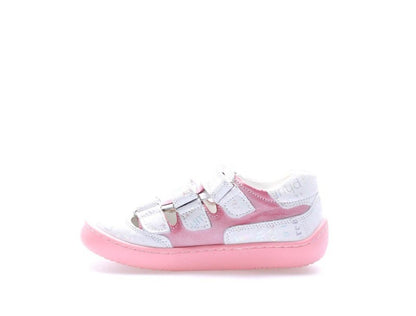 Girls Pink & White Leather Sneakers