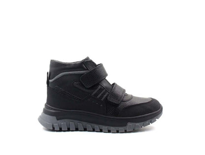 Boys Black Leather & Textile Winter Boots