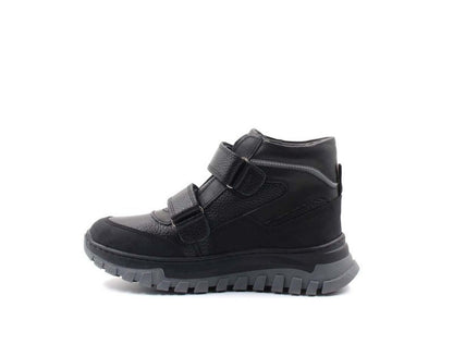 Boys Black Leather & Textile Winter Boots