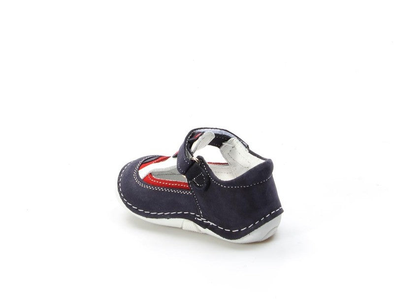 Baby Boys Navy, White & Red Leather Shoes