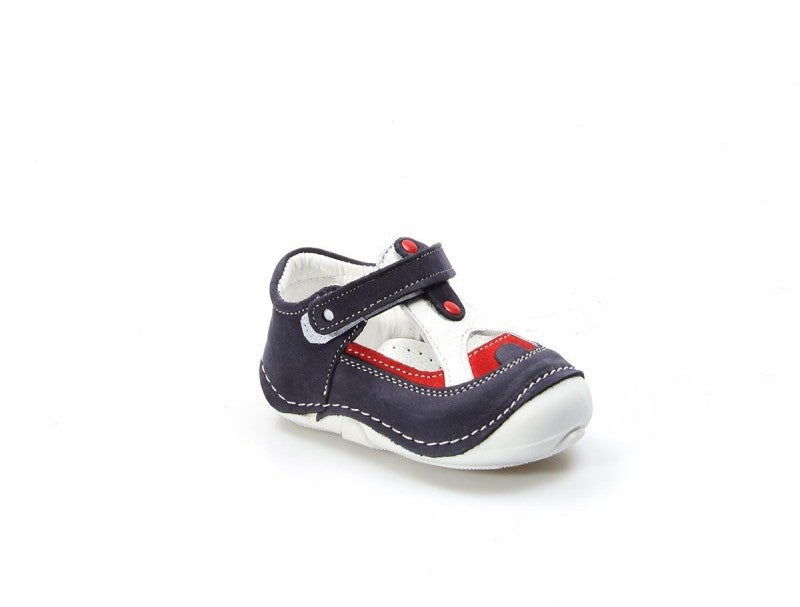 Baby Boys Navy, White & Red Leather Shoes